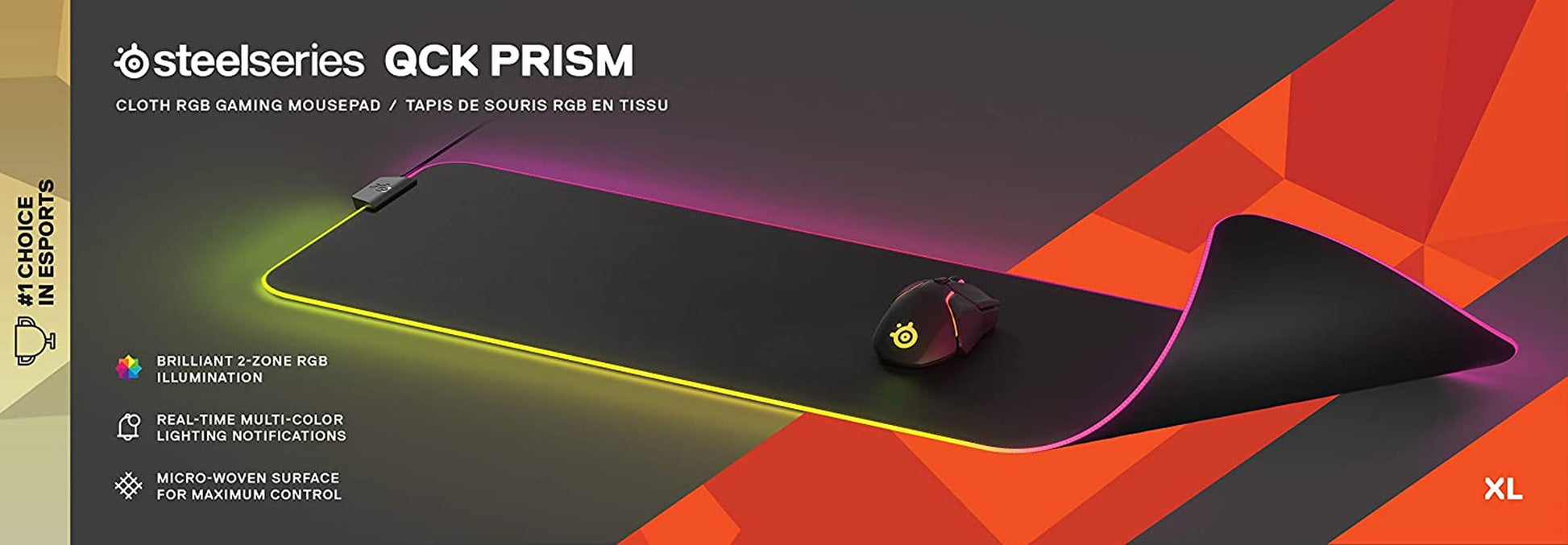 Steelseries Qck Gaming Surface - XL RGB Prism Cloth Optimized for Gaming Sensors